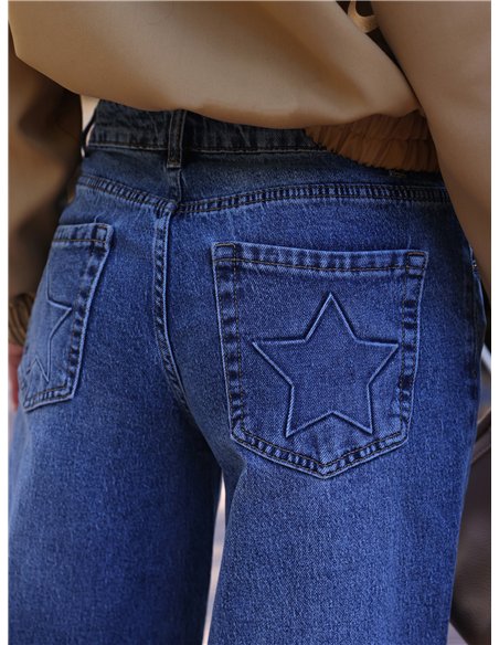 Jeans wide leg estrella trasera