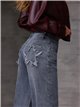 Jeans wide leg gris estrellas desflecadas