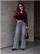 Jeans wide leg gris estrellas desflecadas