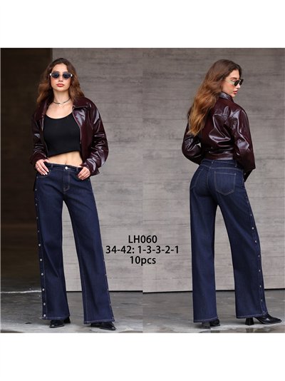 Jeans wide leg botones laterales 2