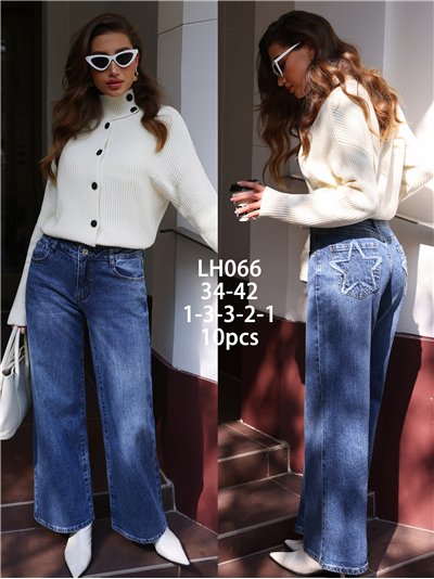 Jeans wide leg bolsillos estrella 2