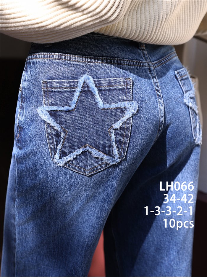 Jeans wide leg bolsillos estrella