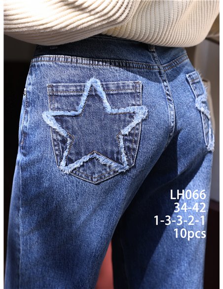 Jeans wide leg bolsillos estrella
