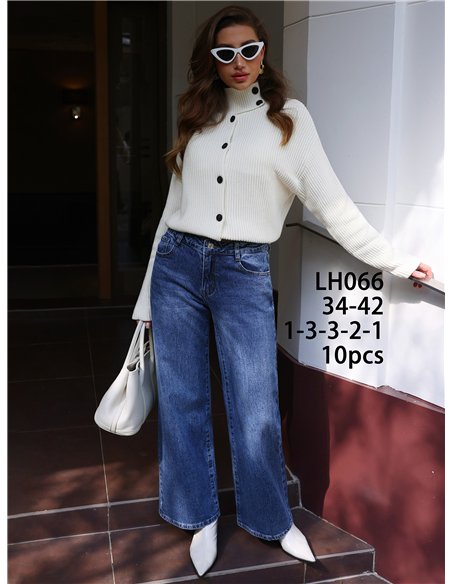 Jeans wide leg bolsillos estrella