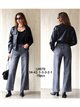 Jeans wide leg grises strass