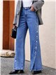 Jeans wide leg botones laterales
