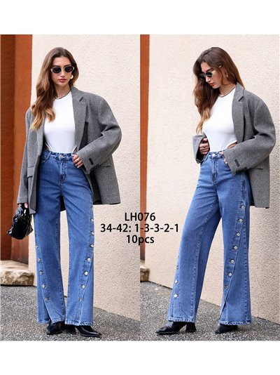 Jeans wide leg botones laterales 2