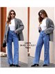 Jeans wide leg botones laterales