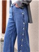 Jeans wide leg botones laterales