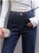 Jeans wide leg strass degradado