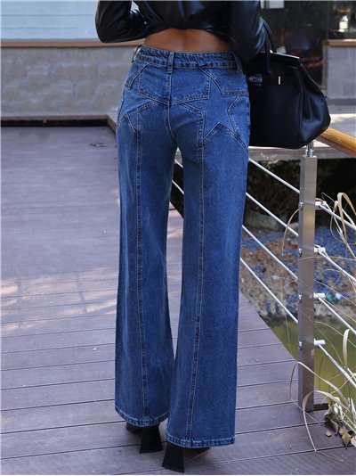 Jeans wide leg bolsillos estrella