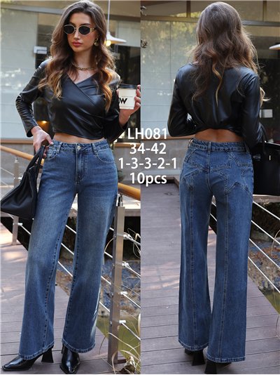 Jeans wide leg bolsillos estrella 2