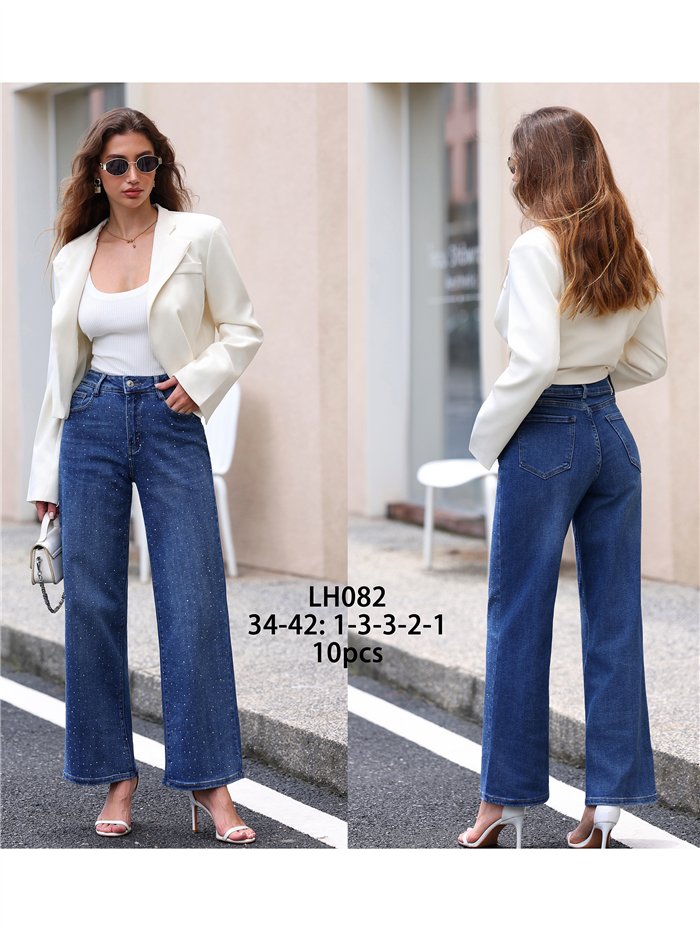 Jeans wide leg strass