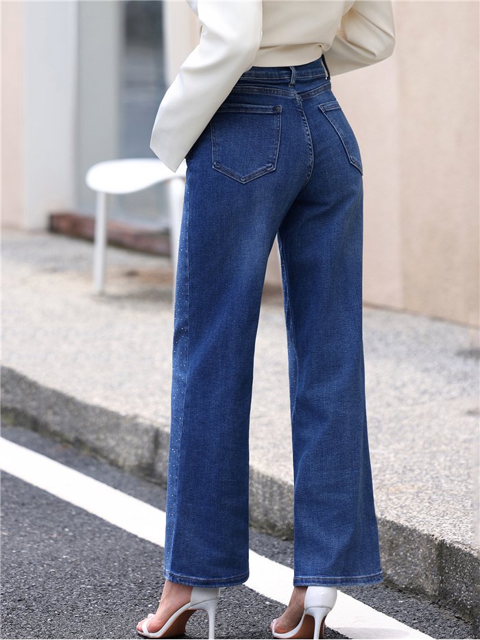 Jeans wide leg strass