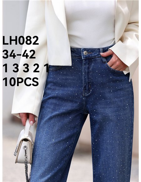 Jeans wide leg strass