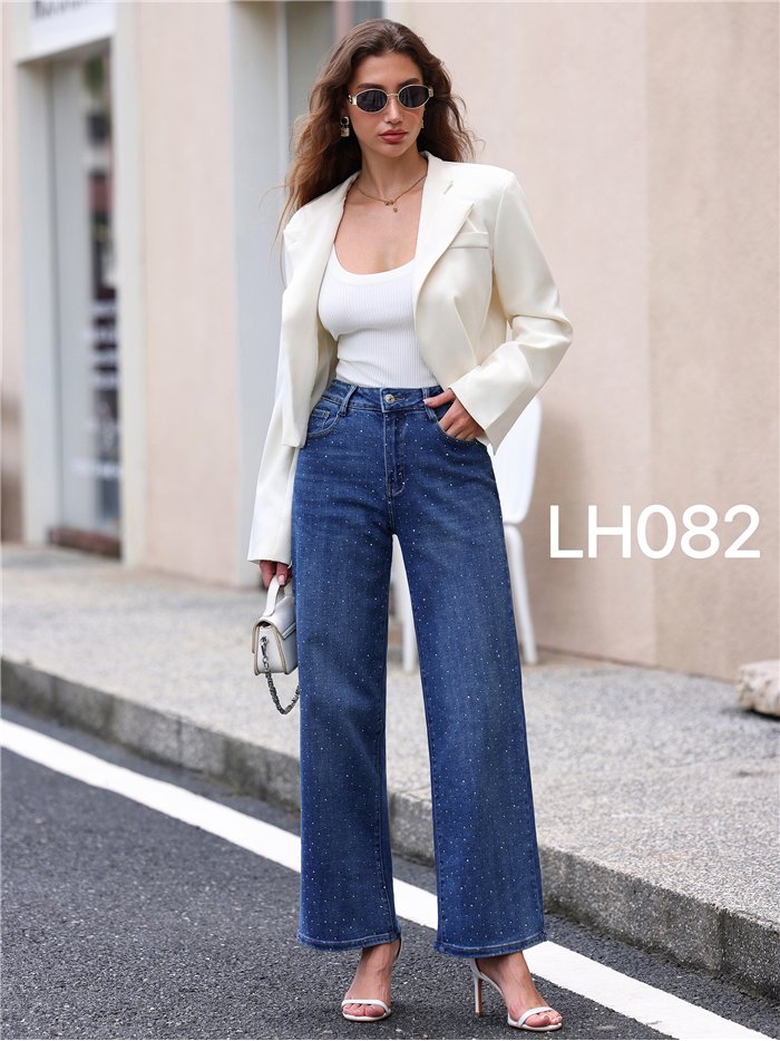 Jeans wide leg strass