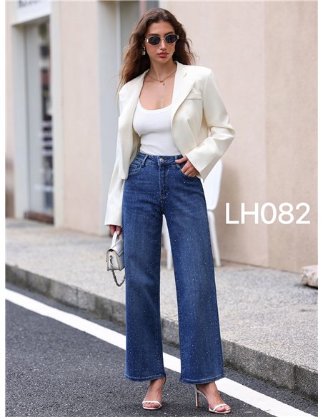 Jeans wide leg strass