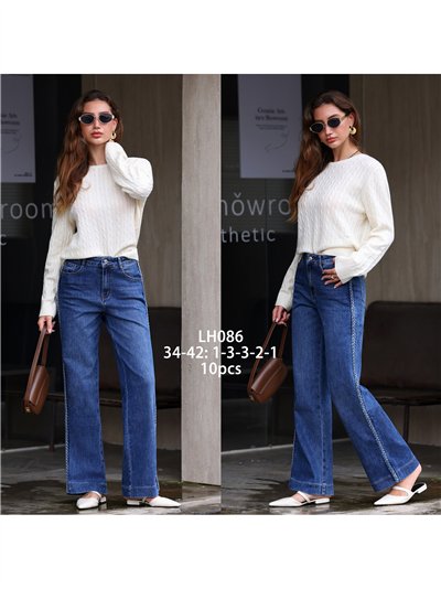 Jeans wide leg trenza lateral 2