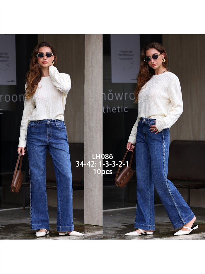 Jeans wide leg trenza lateral