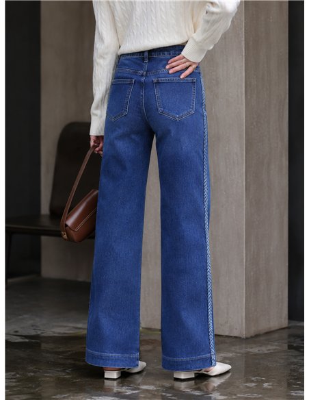 Jeans wide leg trenza lateral