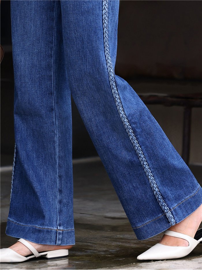 Jeans wide leg trenza lateral
