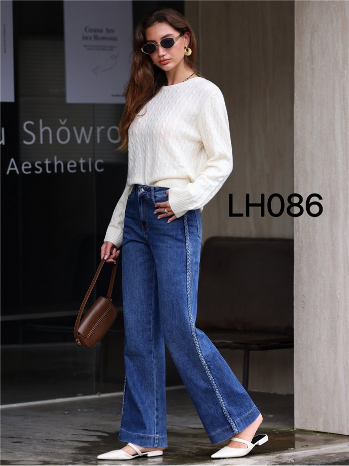 Jeans wide leg trenza lateral
