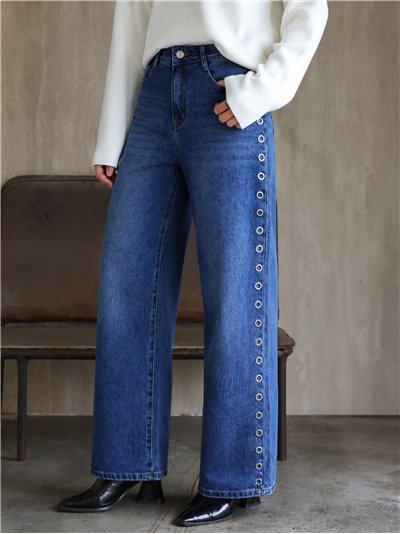 Weit geschnittene Jeans mit seitlichen Ösen