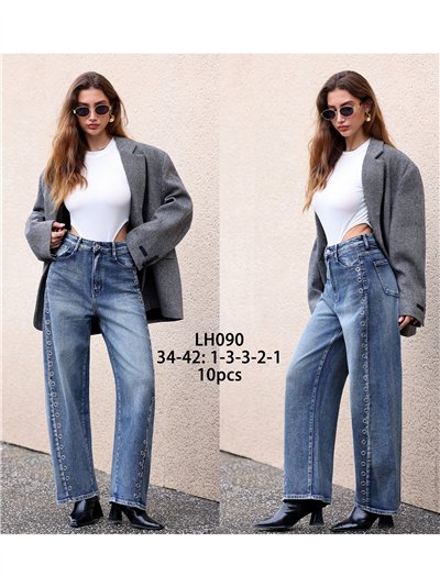 Jeans balloon lavado ojales 2