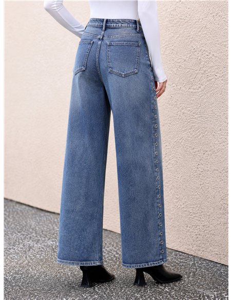 Jeans balloon lavado ojales
