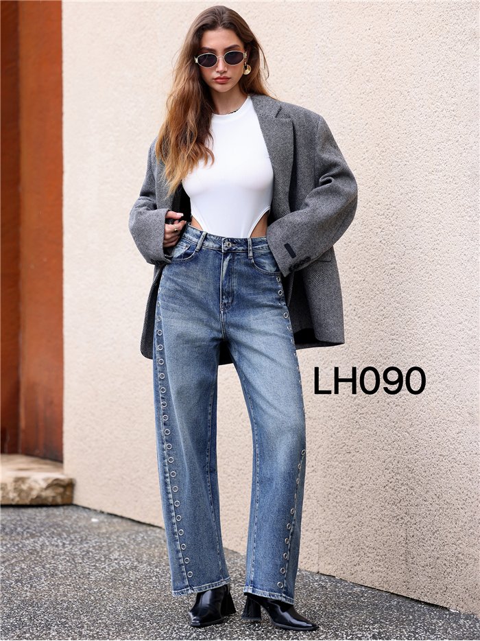 Jeans balloon lavado ojales