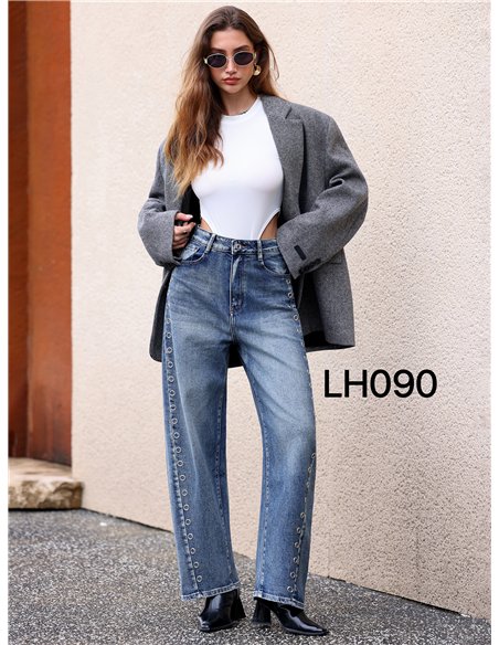 Jeans balloon lavado ojales