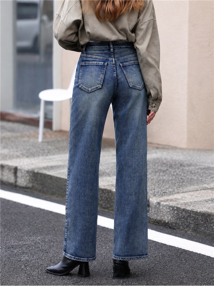 Jeans wide leg vintage ojales