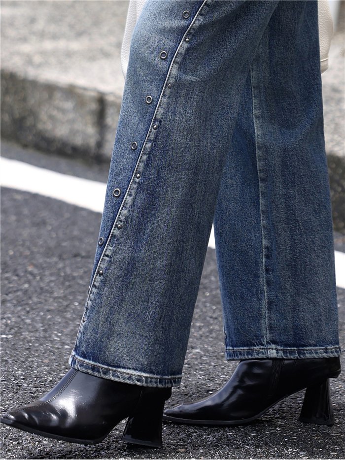 Jeans wide leg vintage ojales