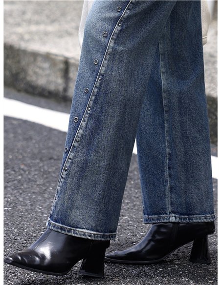 Jeans wide leg vintage ojales