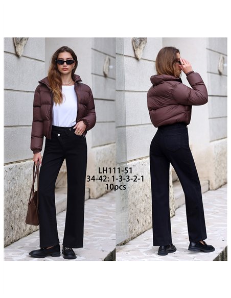 Jeans wide leg negros cintura cruzada