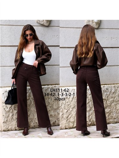 Jeans wide leg chocolate cintura cruzada 2