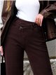 Jeans wide leg chocolate cintura cruzada