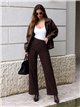 Jeans wide leg chocolate cintura cruzada