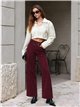 Jeans wide leg vino cintura cruzada