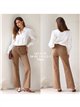 Jeans wide leg camel cintura cruzada