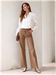 Jeans wide leg camel cintura cruzada