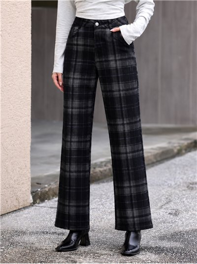 Jeans wide leg de cuadros