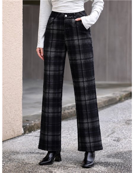 Jeans wide leg de cuadros