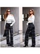 Jeans wide leg de cuadros