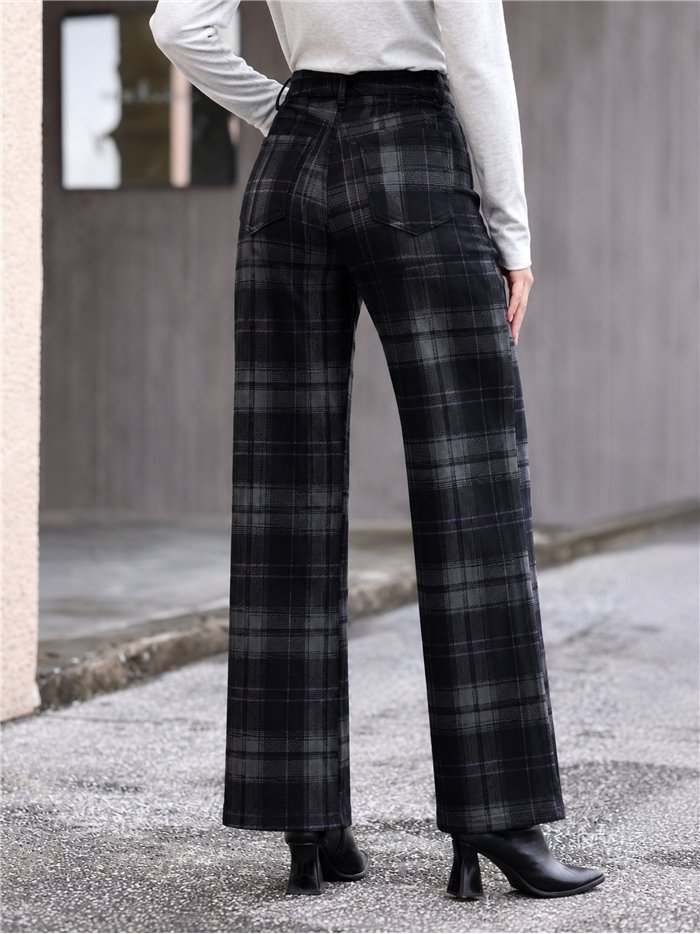 Jeans wide leg de cuadros