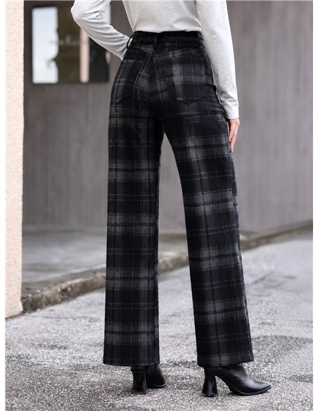 Jeans wide leg de cuadros