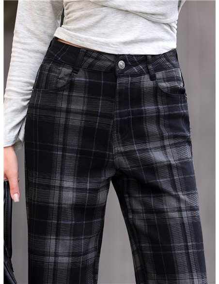Jeans wide leg de cuadros