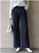 Jeans wide leg de cuadros azul