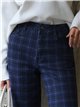 Jeans wide leg de cuadros azul