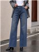 Jeans wide leg cintura cruzada